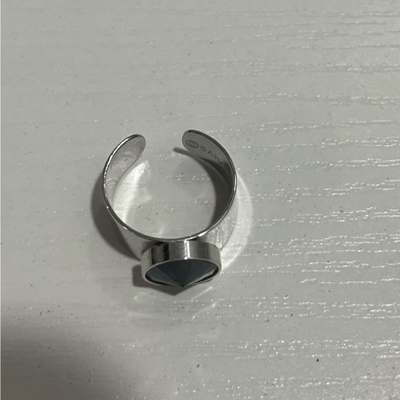 Pendant & Ring set Jet Set Sarah Coventry Black Rivoli Circle  Necklace 15" - Picture 3 of 5